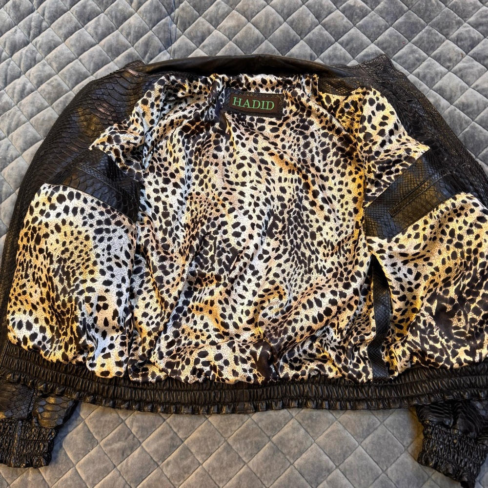 Black Snakeskin Leather Jacket - Picture 10 of 10